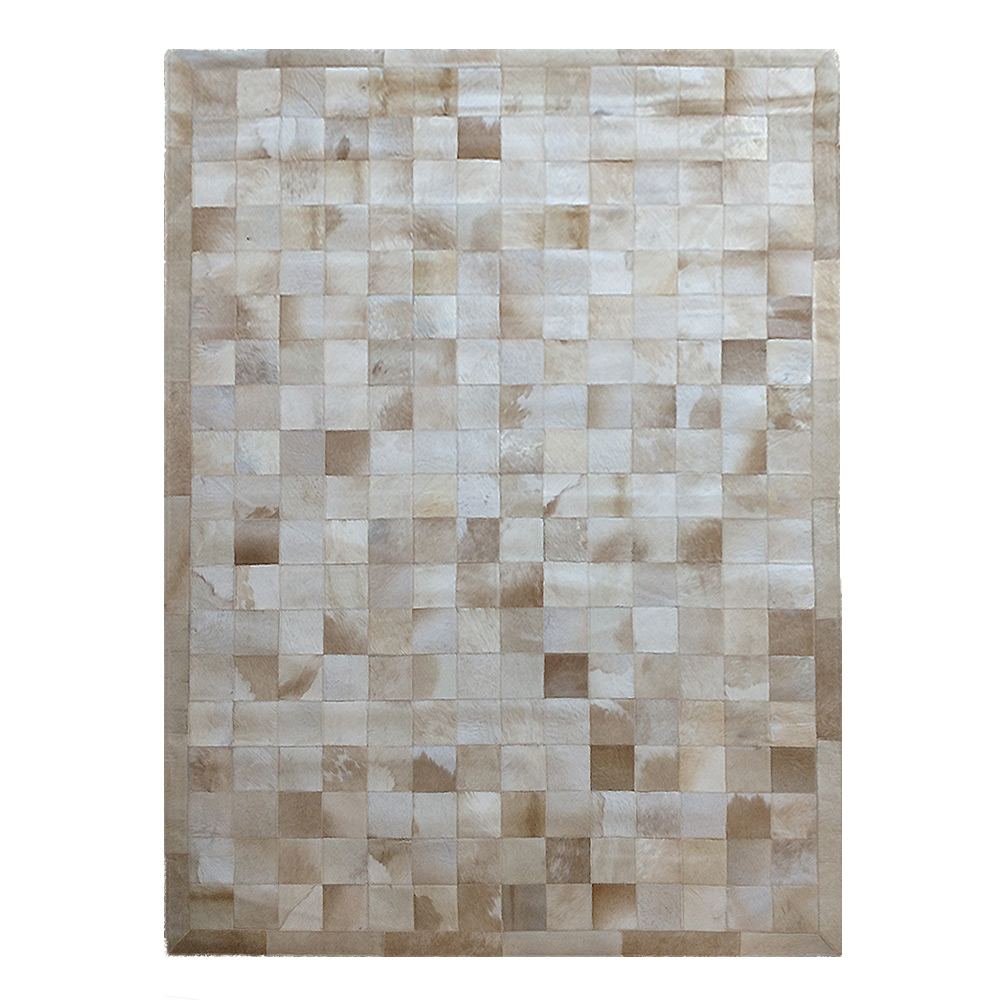 Luxusný kožený koberec patchwork - bežový