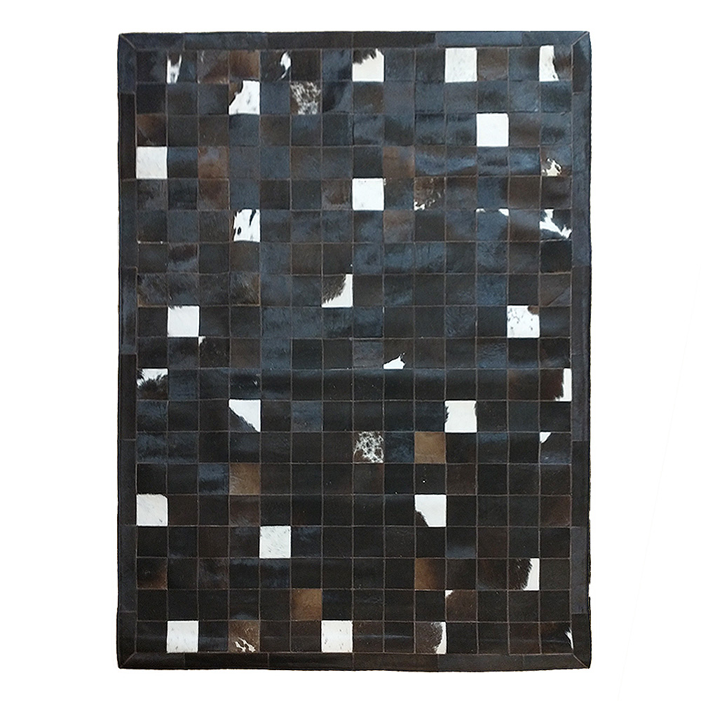 Luxusný kožený koberec patchwork - tmavý
