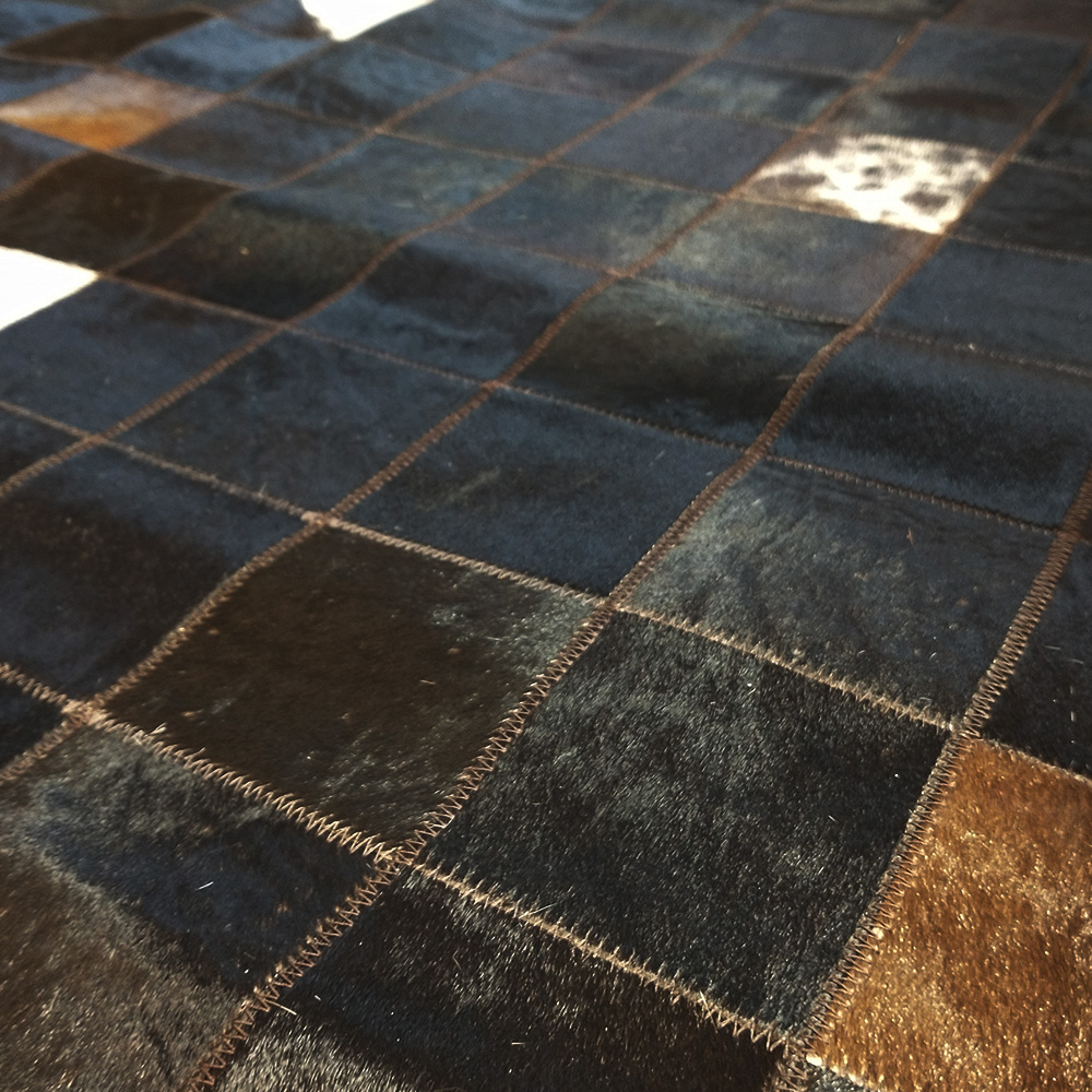 Luxusný kožený koberec patchwork - tmavý