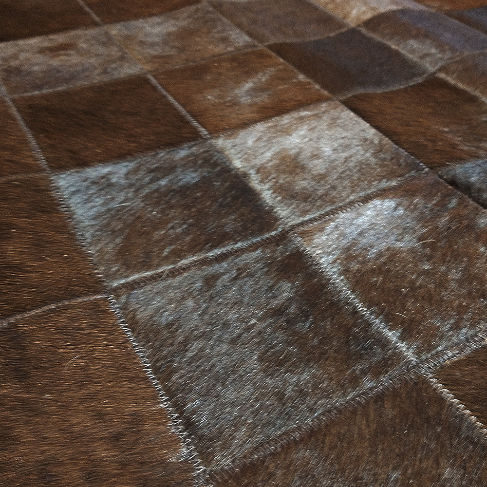 Luxusný kožený koberec patchwork - hnedý